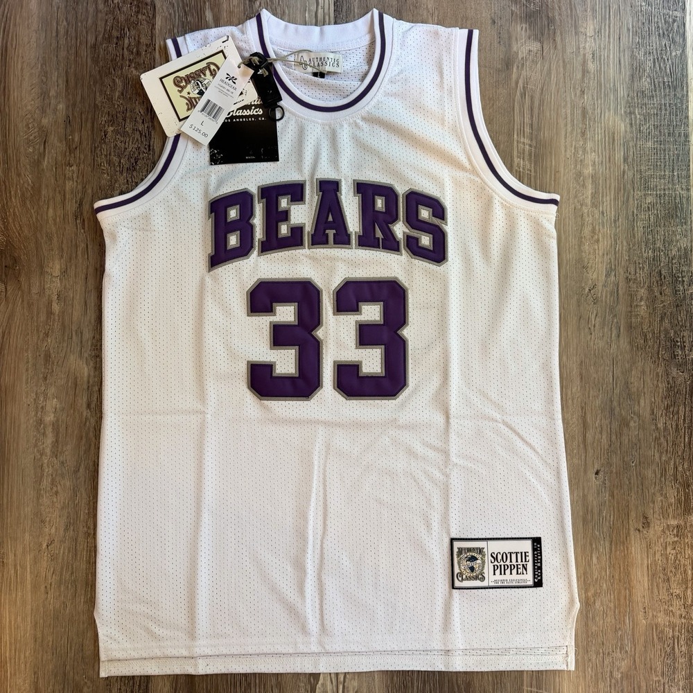 NWT Authentic Classics Scottie Pippen Highschool Jersey Purple White Size Large
